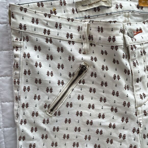 ANTHRO Pilcro Serif Floral Patterned Ankle Zip Skinny Letterpress Jeans Size 12 - Picture 3 of 13